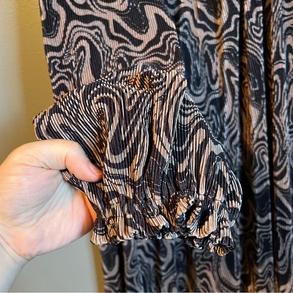 NWT Nina Parker 3X Womens Black Swirl Plus Keyhole Pleated Maxi Dress Ret $129! - Picture 5 of 16